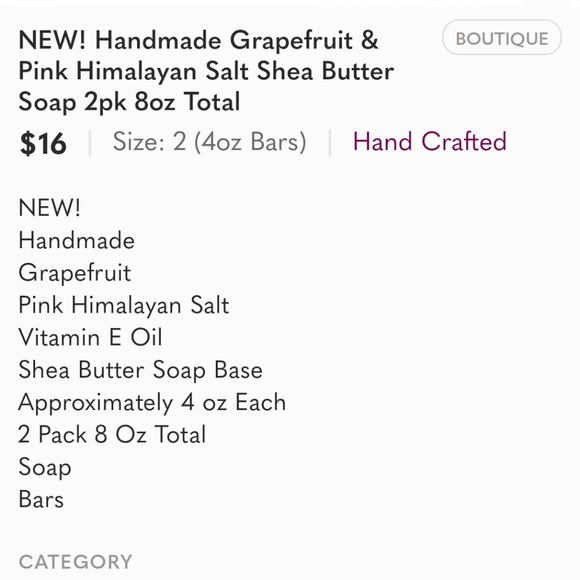 LAST SET ! Grapefruit & Pink Himalayan Salt Shea Butter Soap 2pk 8oz Total - Picture 4 of 9